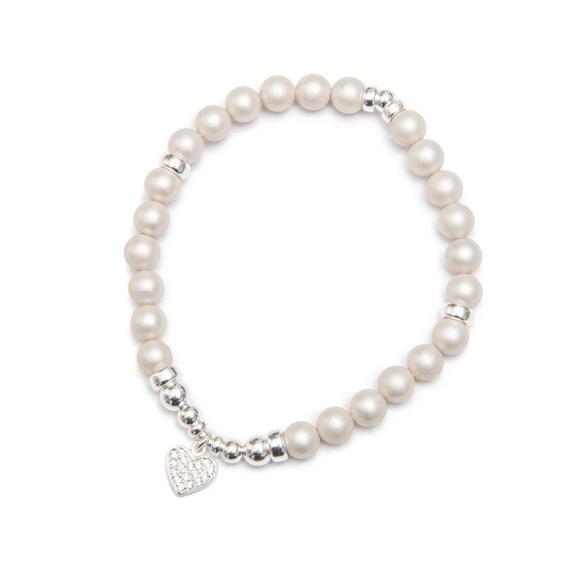 beblue Bracelet Be Precious Perles de Nacre 6mm Argent 925 Breloque Coeur beblue