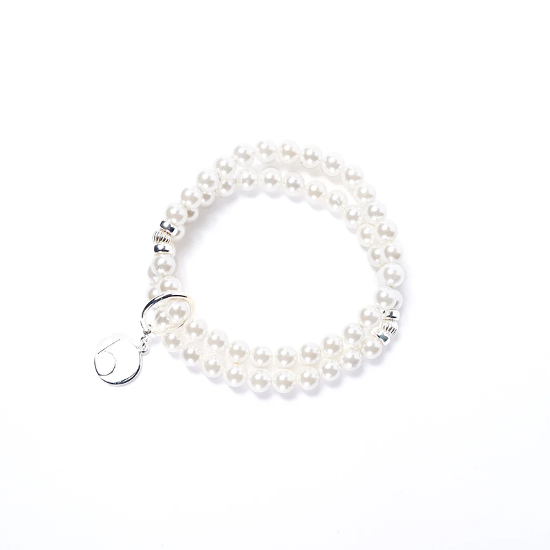 beblue Bracelet Double Be Beautiful Perles de Nacre Blanches 6mm Argent 925 beblue