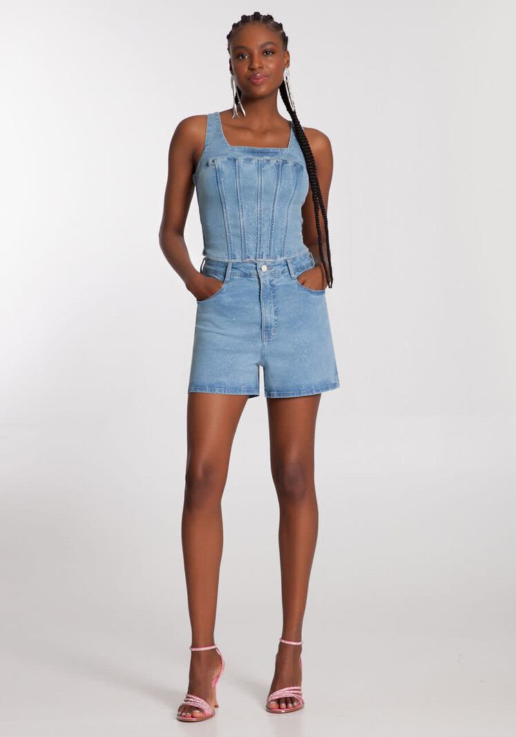 Short en Denim avec Brillants Lunender 20675