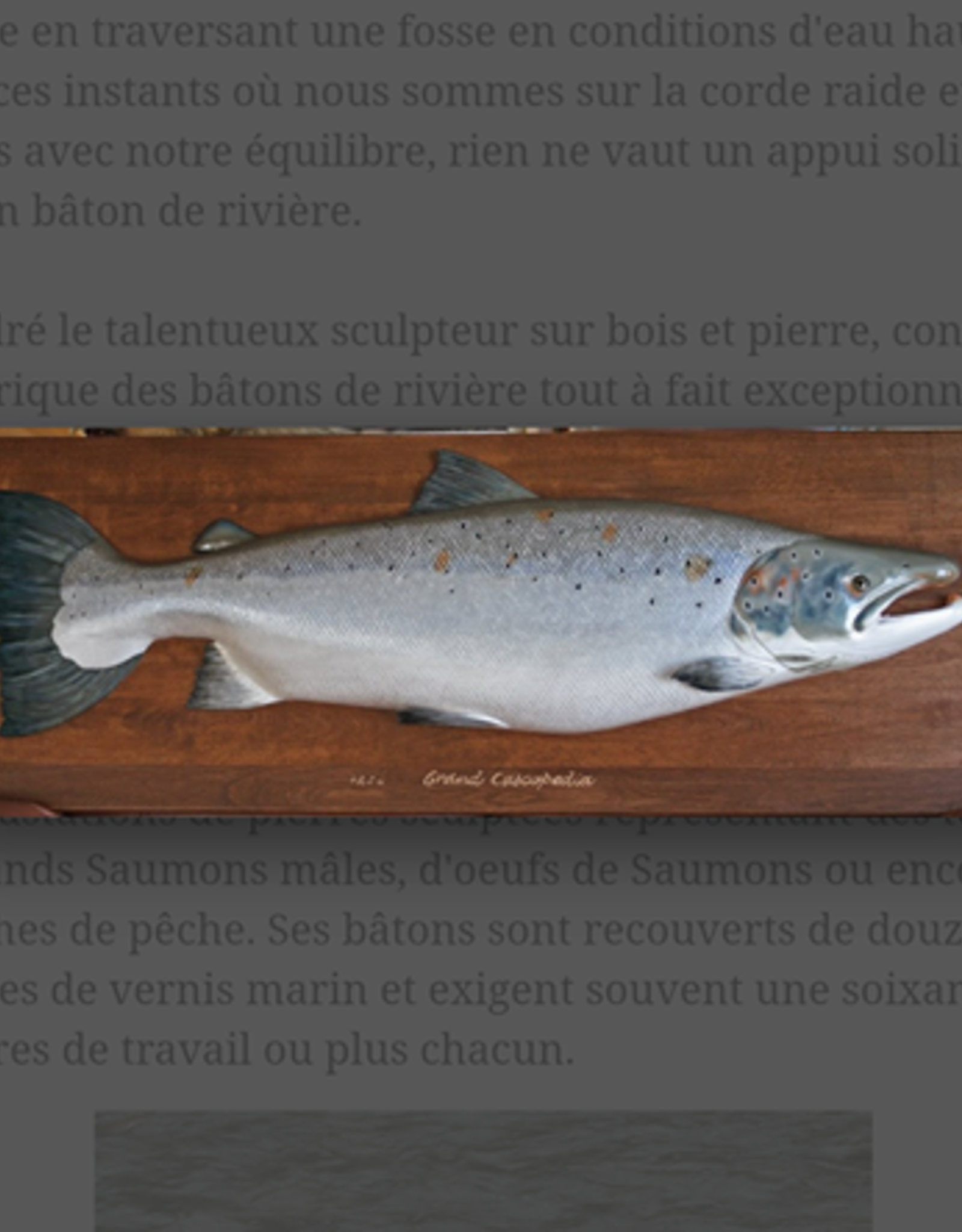 André Boucher Mounted Wooden Salmon Sculpture