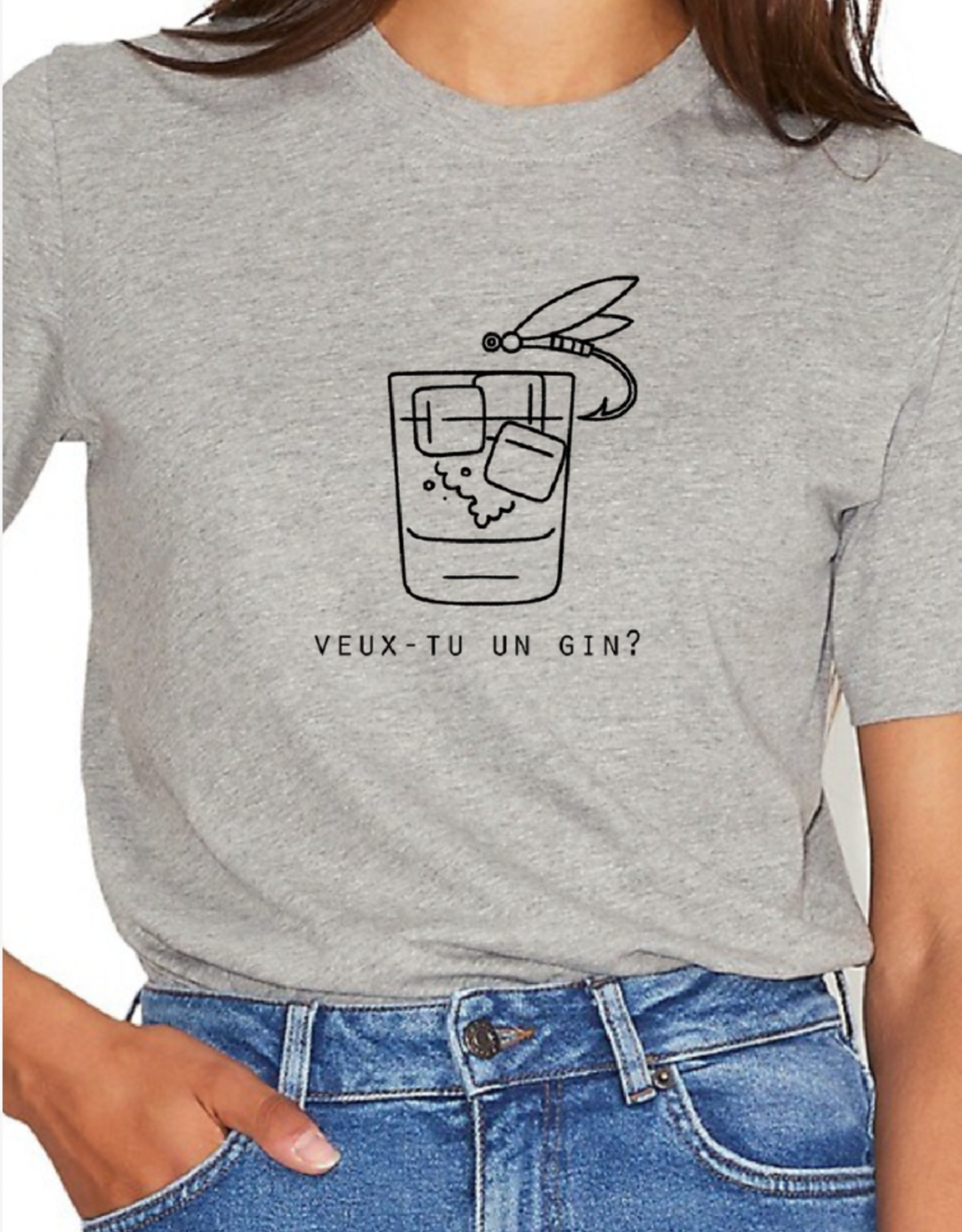 Pêches T-Shirt Gris Veux-tu un Gin