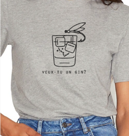 Pêches T-Shirt Pêches Veux-tu un Gin - Gris