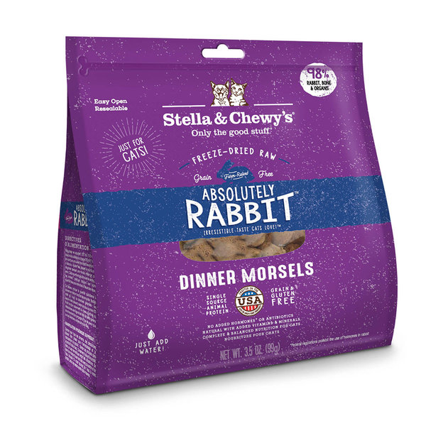 Stella & Chewy Morsels Freeze-Dried Raw Cat Food, Absolutely Rabbit, 8 oz bag
