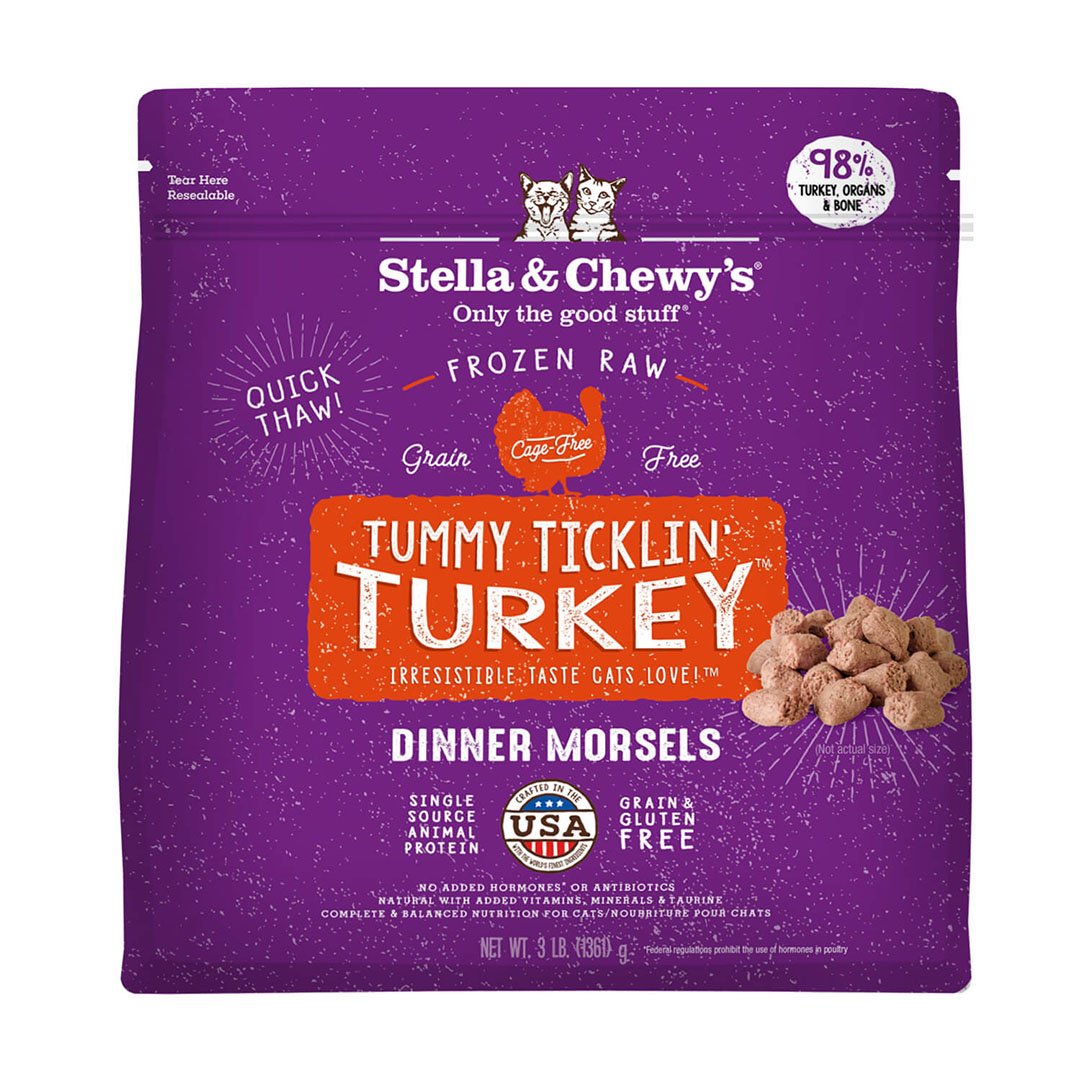 Stella & Chewy's Morsels Frozen Raw Cat Food Turkey, 3 lb ...