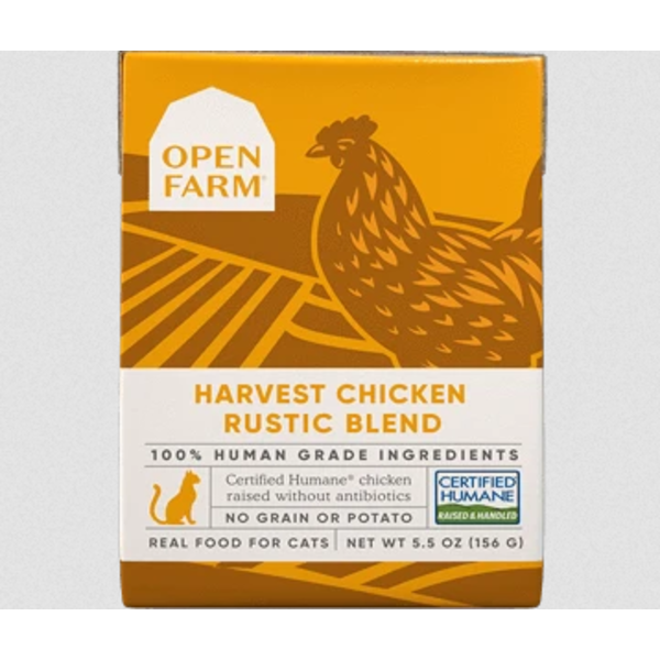 Open Farm Harvest Chicken Rustic Blend Wet Cat Food, 5.5 oz box