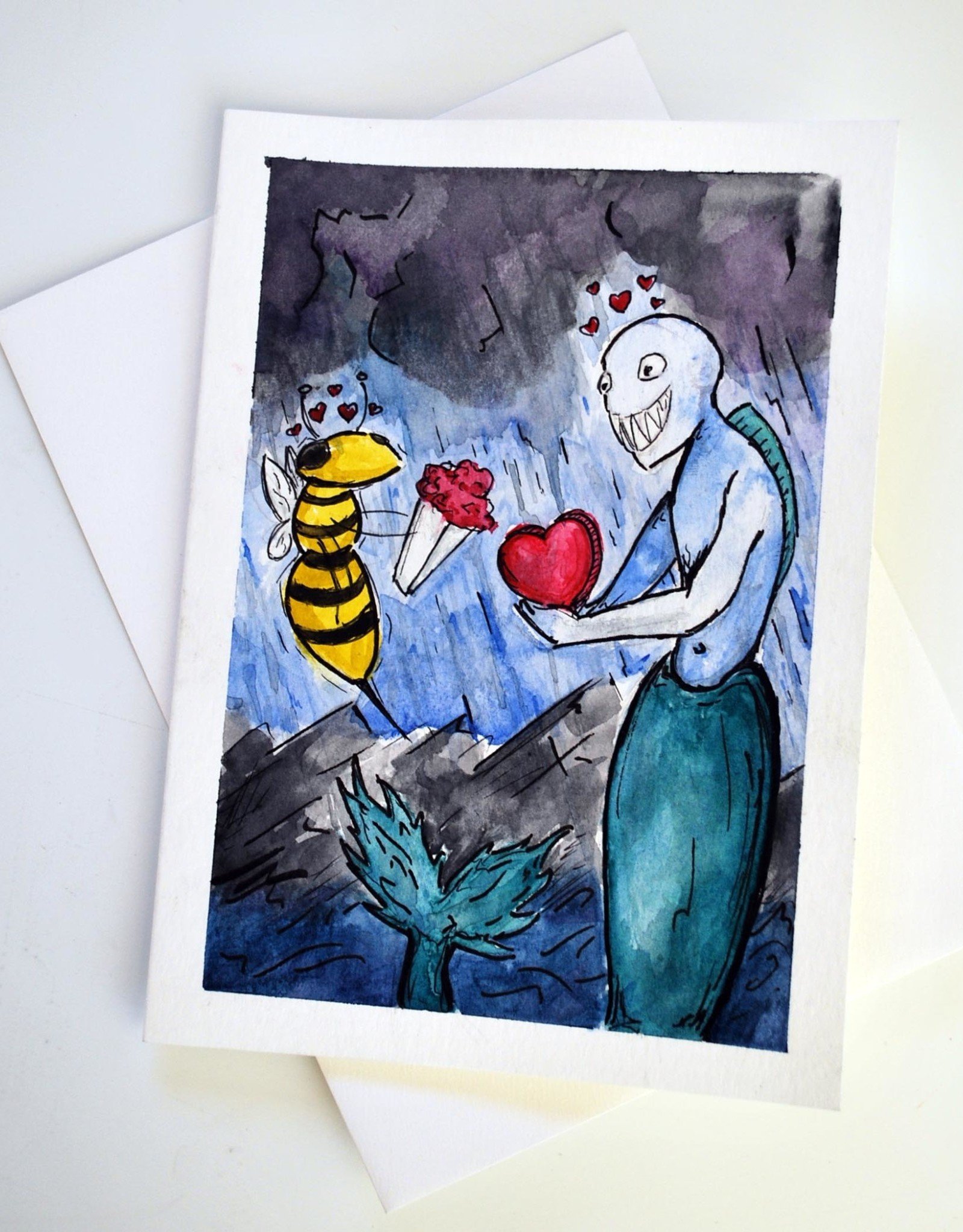 Wasp 4 Siren Watercolor Card by Anastasia Murphy