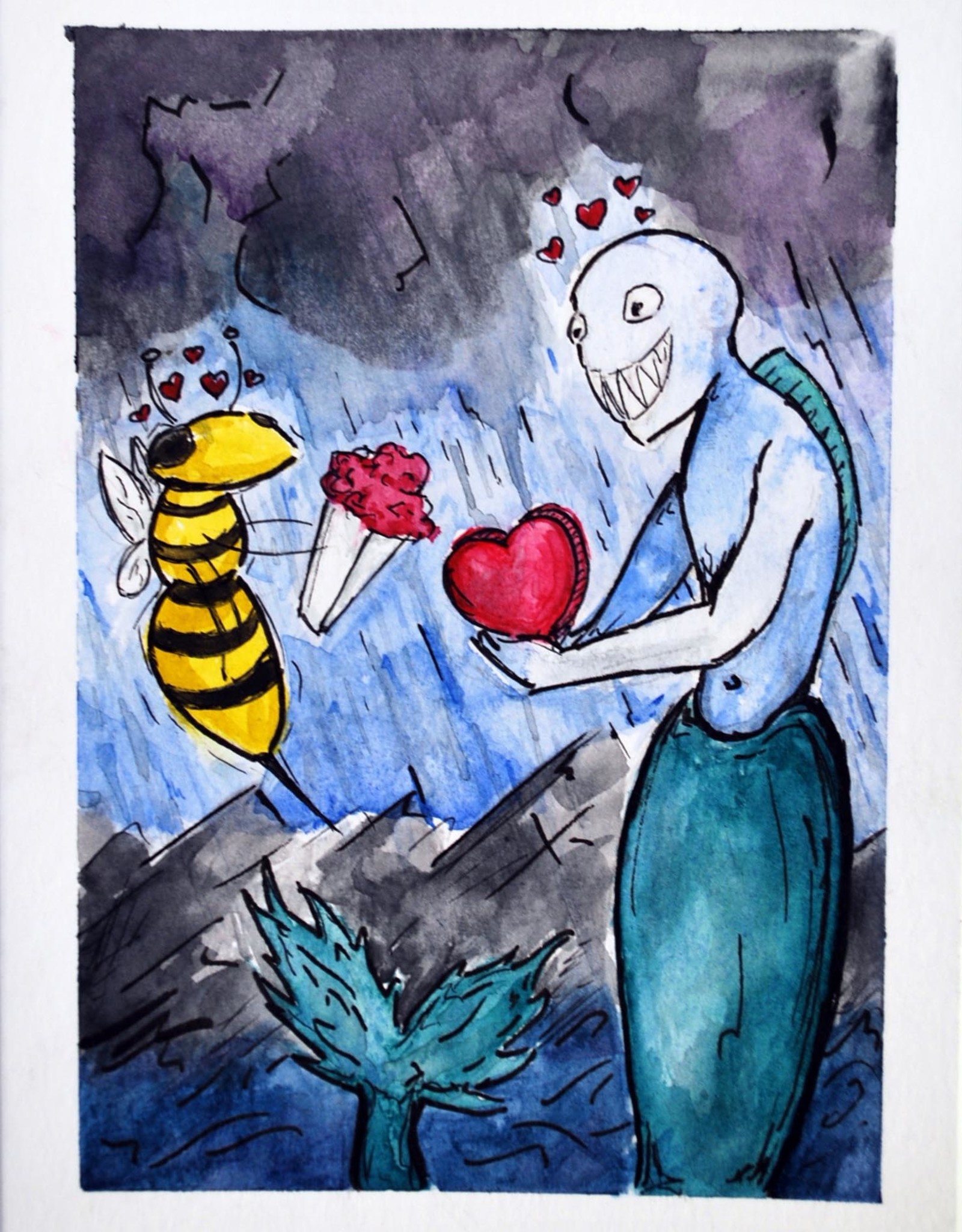 Wasp 4 Siren Watercolor Card by Anastasia Murphy