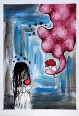 Blob + Ring Girl Watercolor Card by Anastasia Murphy