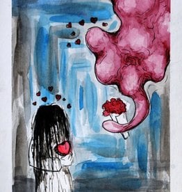 Blob + Ring Girl Watercolor Card by Anastasia Murphy