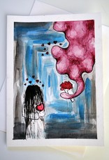 Blob + Ring Girl Watercolor Card by Anastasia Murphy