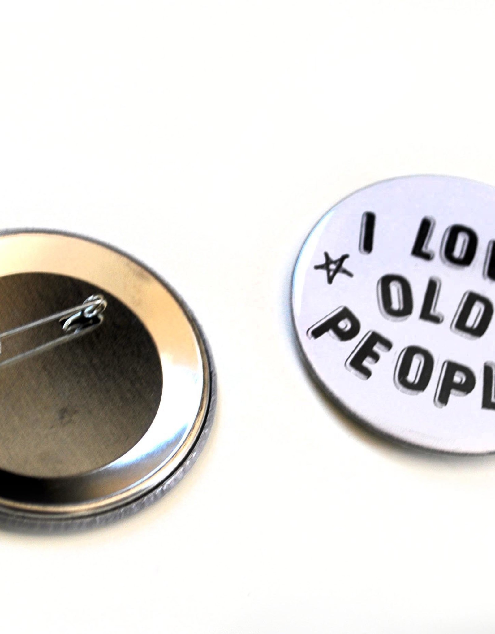 Julia Arredondo I Love Old People Pinback Button by Julia Arredondo