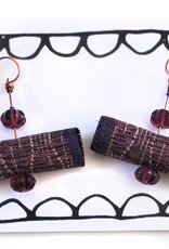 Purple Fabric Jeweled Earrings by Jason Hall