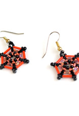 Knot Thinkers Bright Orange Spider Web Beaded Earring, Knot Thinkers