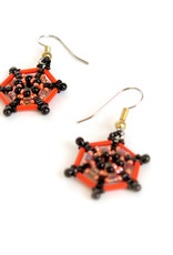Knot Thinkers Bright Orange Spider Web Beaded Earring, Knot Thinkers