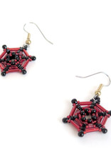 Knot Thinkers Garnet Spider Web Beaded Earring, Knot Thinkers