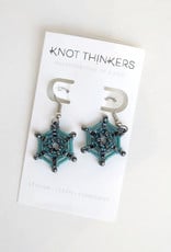 Knot Thinkers Aqua Spider Web Beaded Earring, Knot Thinkers