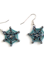 Knot Thinkers Aqua Spider Web Beaded Earring, Knot Thinkers