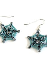 Knot Thinkers Aqua Spider Web Beaded Earring, Knot Thinkers