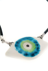 Green/Aqua Porcelain Evil Eye Necklace, Larissa Rolley