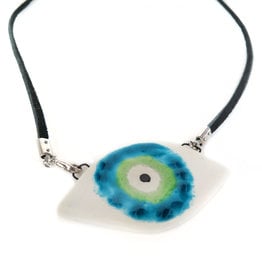 Green/Aqua Porcelain Evil Eye Necklace, Larissa Rolley