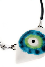 Green/Aqua Porcelain Evil Eye Necklace, Larissa Rolley