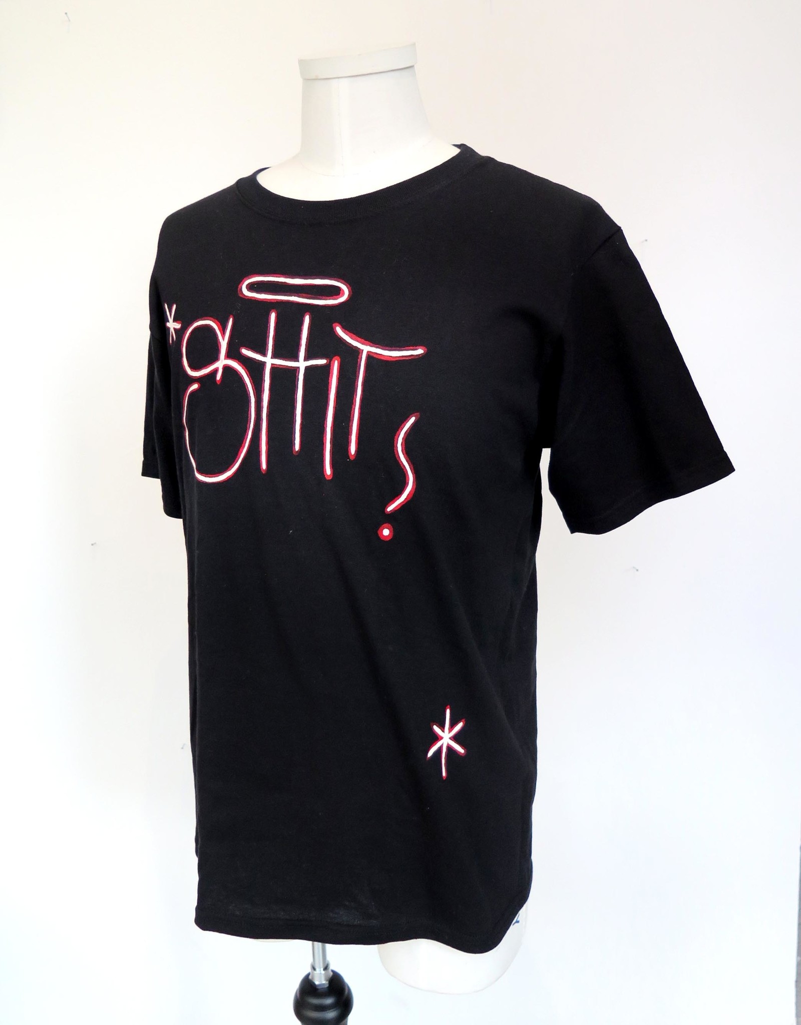 AMCV "Shit" acrylic paint on black tshirt by AMCV