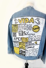 AMCV “VIDA” textile paint on denim jacket by AMCV