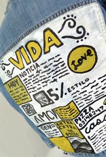 AMCV “VIDA” textile paint on denim jacket by AMCV