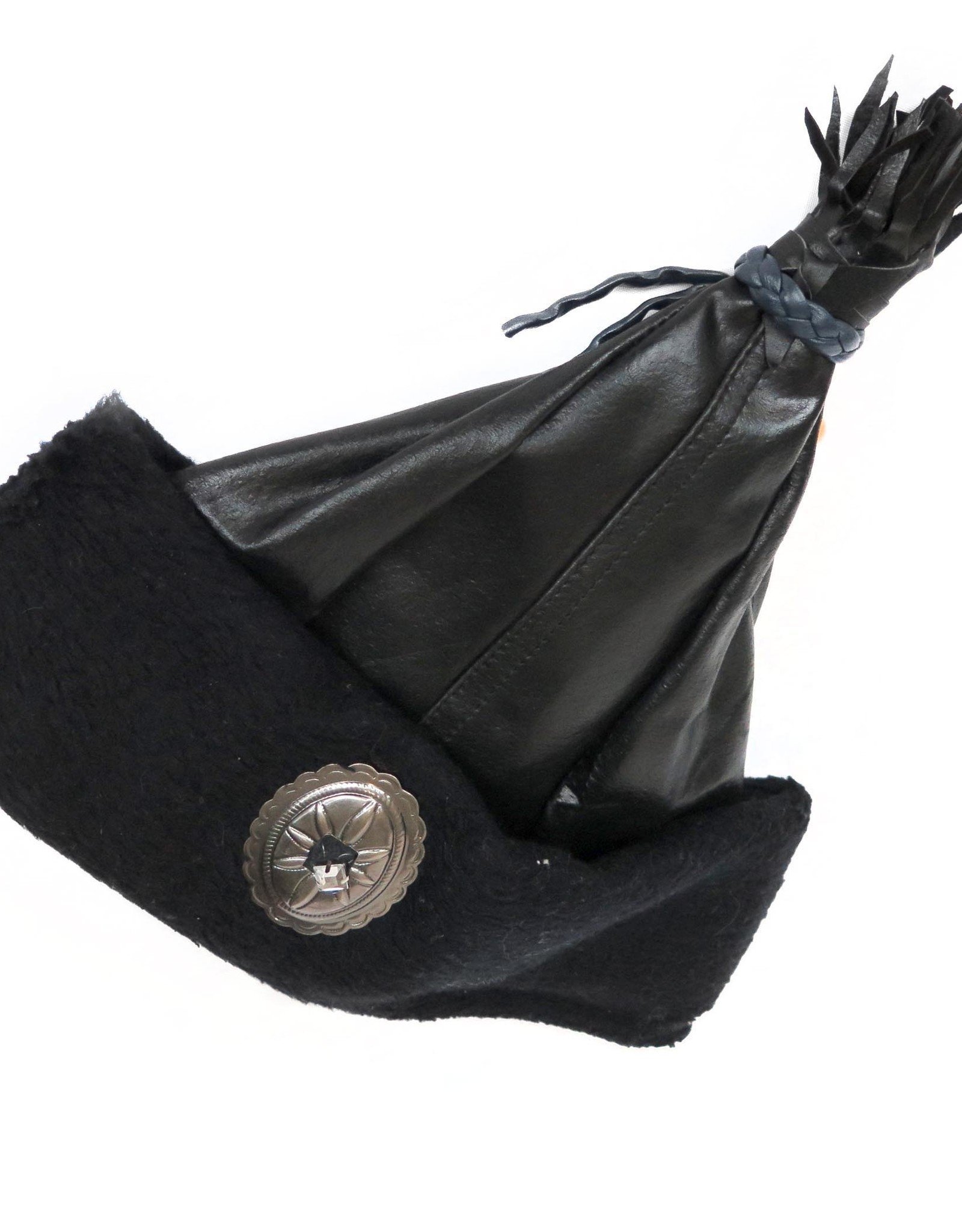 Black Hungarian Leather Hat, Beatrix Budy