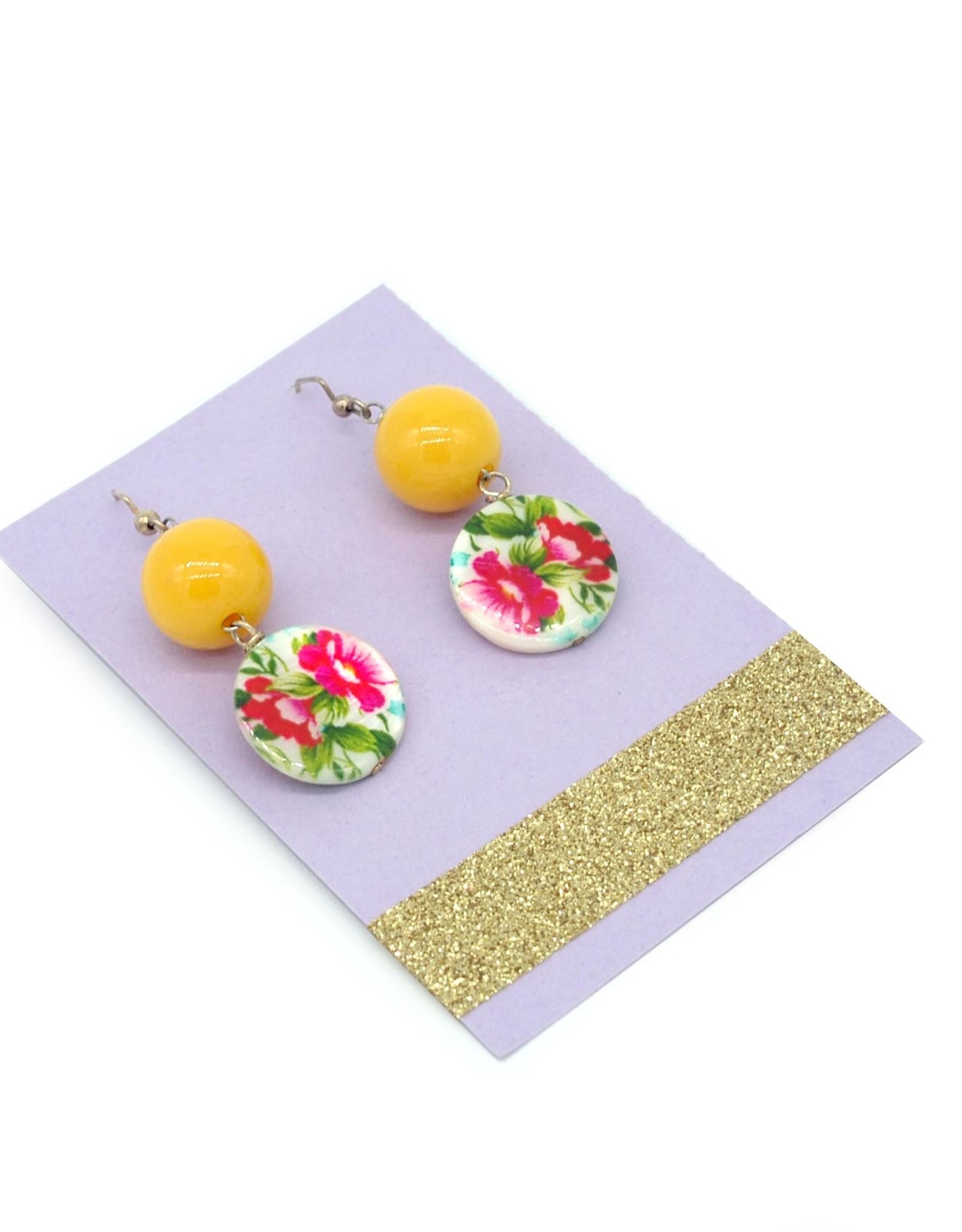 Floral button and bead earrings by Dana Diederich