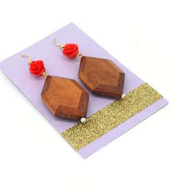 Wood and Rose Earrings by Dana Diederich
