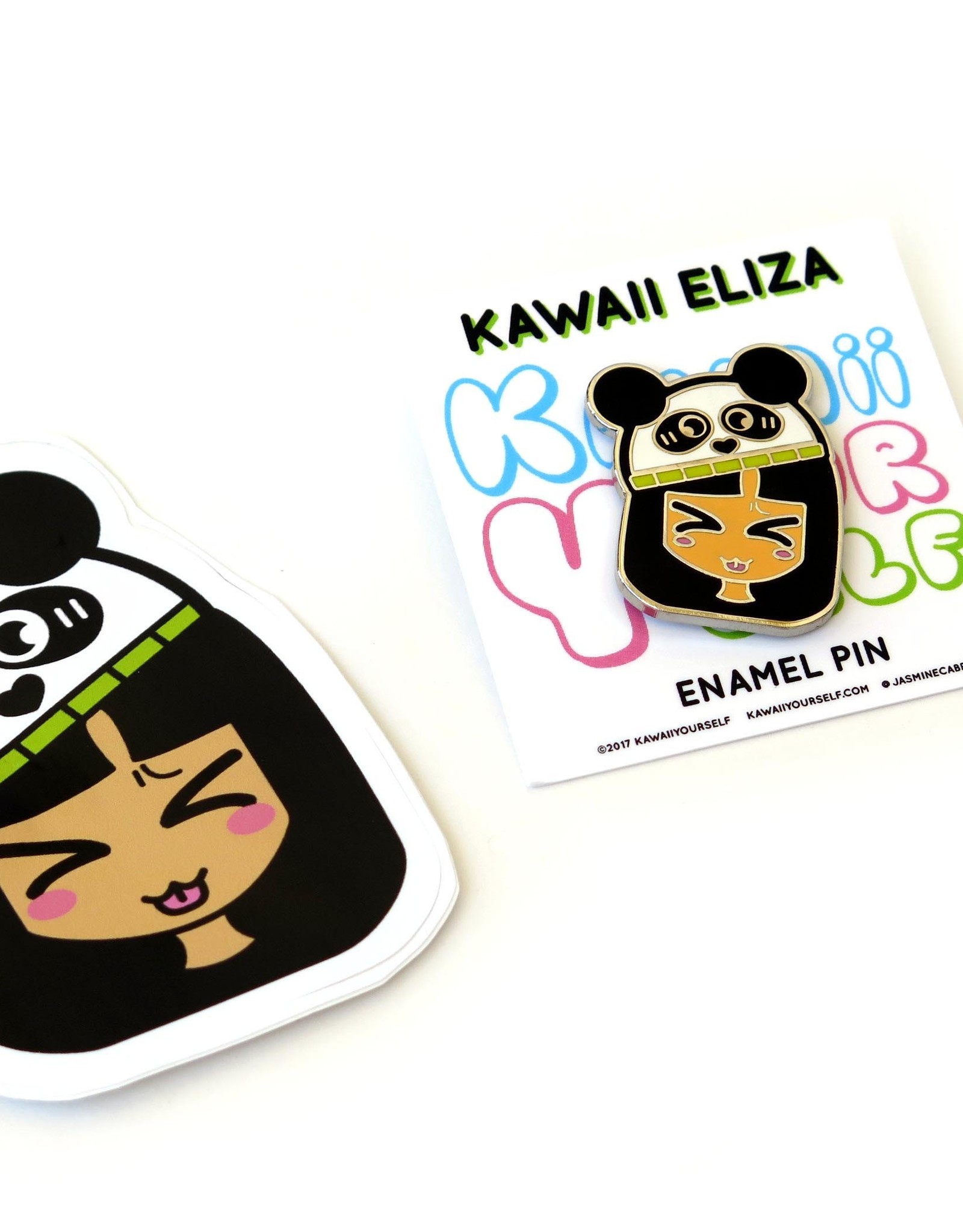Jasmine Cabral Kawaii Eliza Enamel Pin with Sticker by Jasmine Cabral