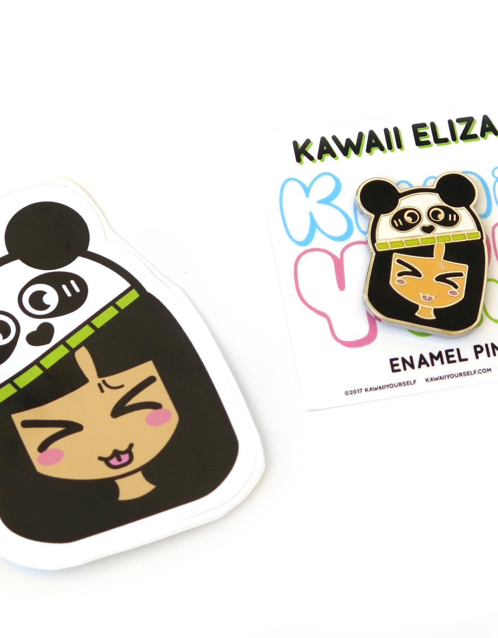 Jasmine Cabral Kawaii Eliza Enamel Pin with Sticker by Jasmine Cabral