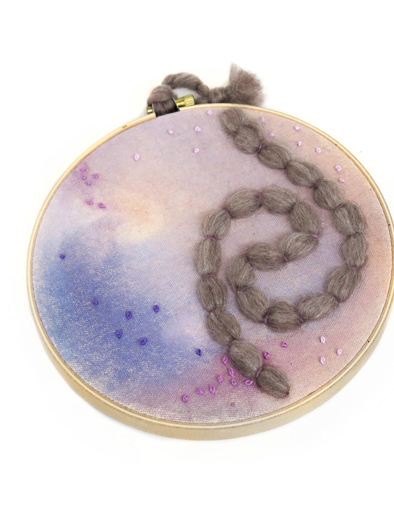 Handcrafted by Tracey Jean 7” Hoop Art (lavender gray) by Tracey Jean