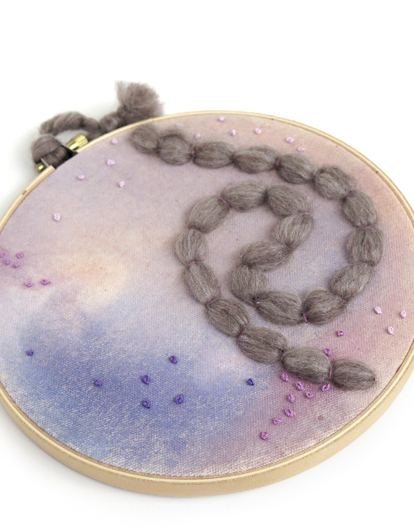 Handcrafted by Tracey Jean 7” Hoop Art (lavender gray) by Tracey Jean