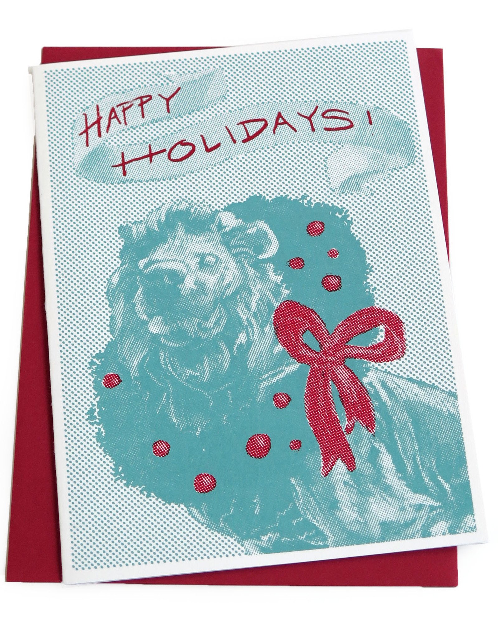 Art Institute Lion Holiday Card, screenprinted, by Lily Cozzens