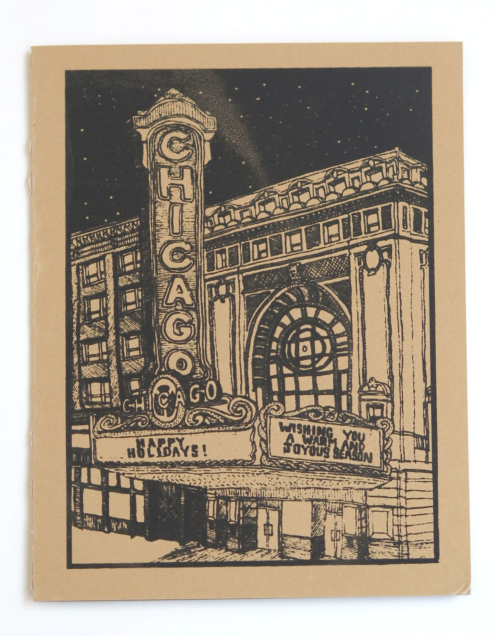 Screenprinted card on gold cardstock, LIly Cozzens - Columbia College  Chicago