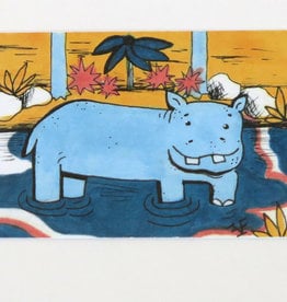 "Hippo" Small Art Card by evesoup studio