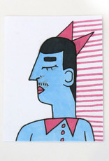 "Man with moustache" Small Art Card by evesoup studio