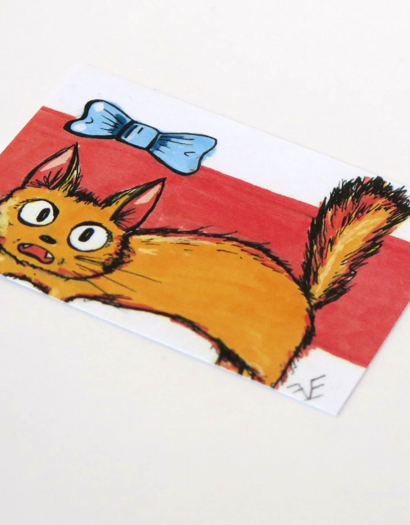 "Cat with bow" Small Art Card by evesoup studio