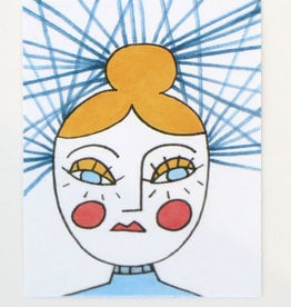 "Girl with  bun" Small Art Card by evesoup studio