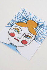 "Girl with  bun" Small Art Card by evesoup studio