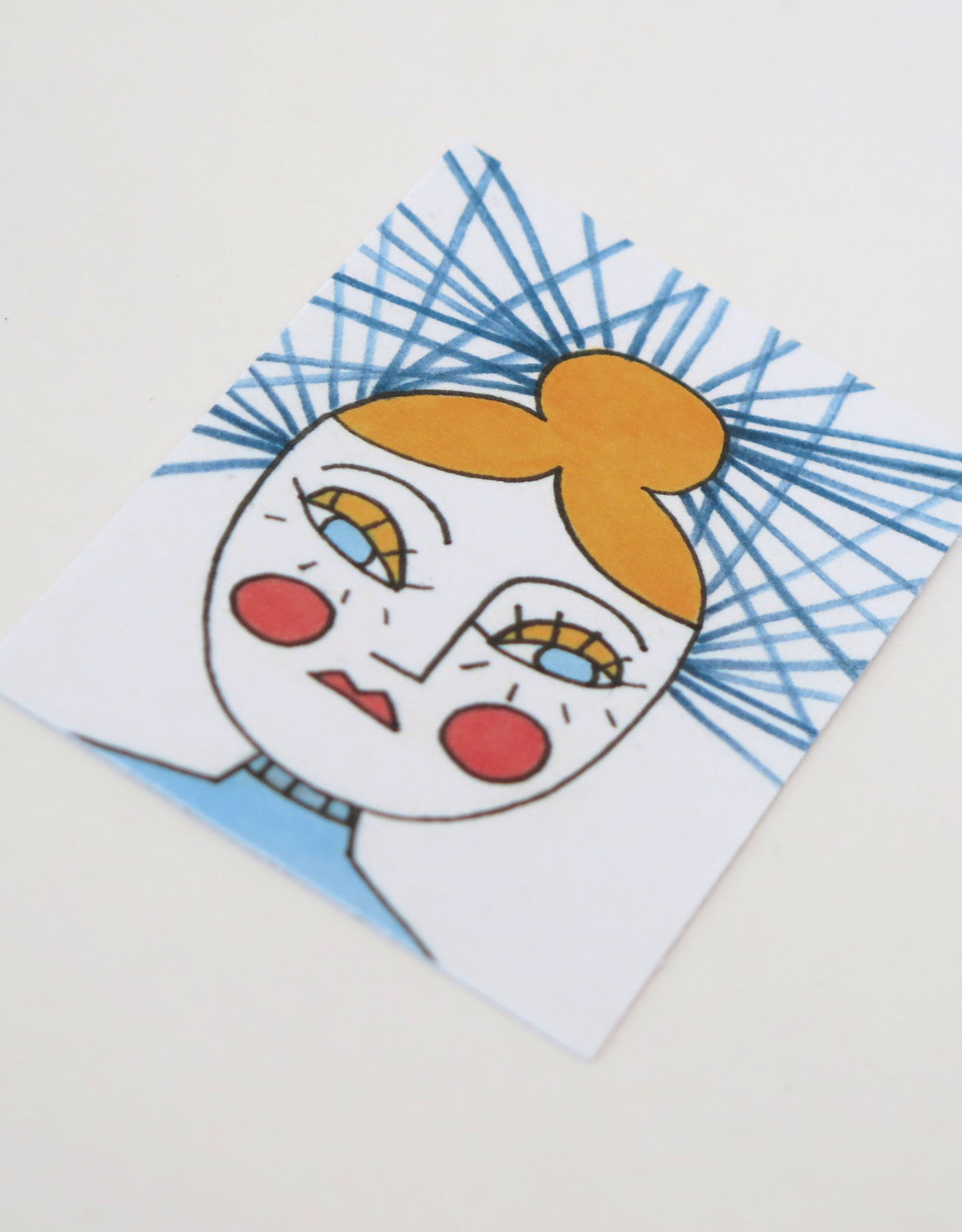 "Girl with  bun" Small Art Card by evesoup studio