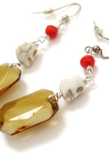 Skull Earrings with Large Amber Jewel by Dana Diederich