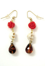 Skull Earrings with Rose by Dana Diederich