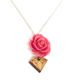 Rose and Wood Diamond Necklace by Dana Diederich