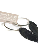 True Partners in Craft Large Feathers on Silver Hoops by True Partners in Craft