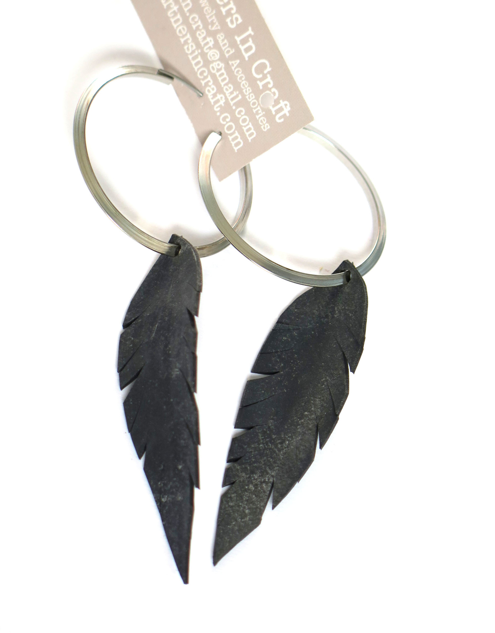 True Partners in Craft Large Feathers on Silver Hoops by True Partners in Craft