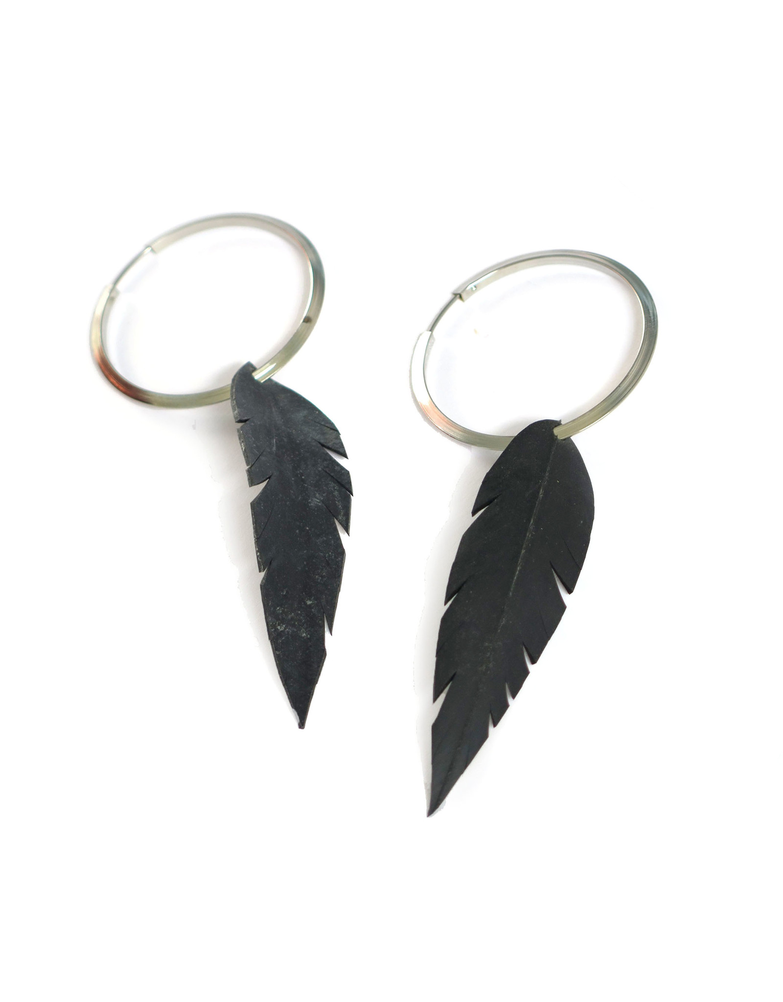 True Partners in Craft Large Feathers on Silver Hoops by True Partners in Craft