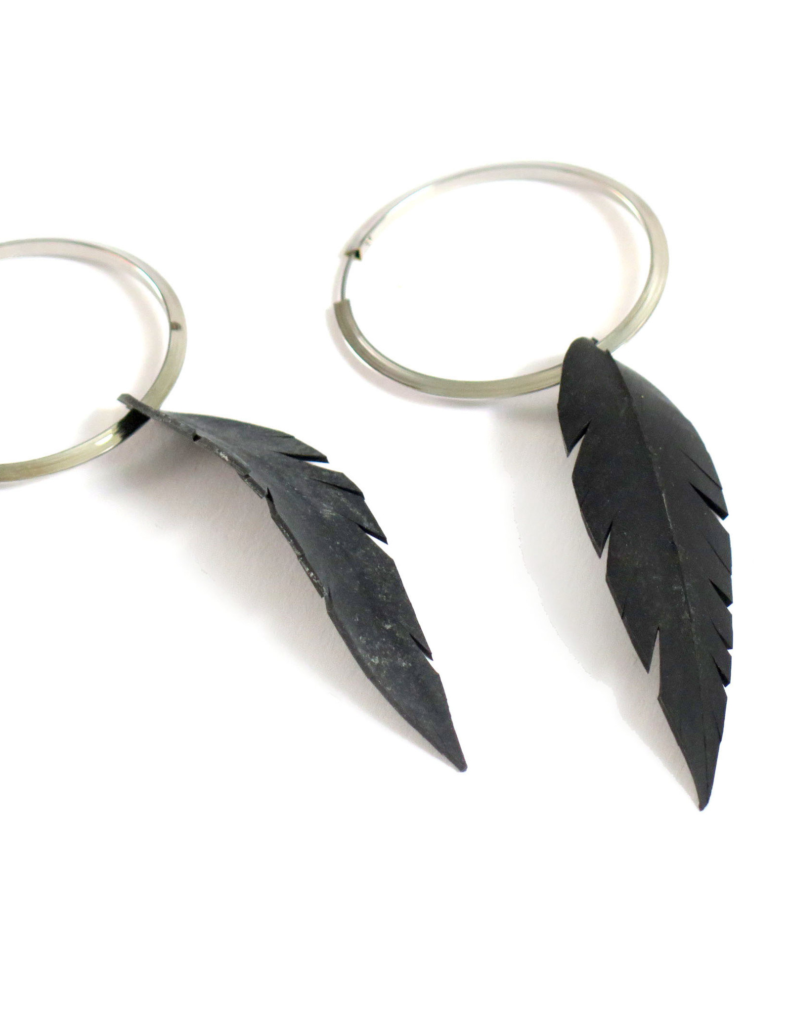 True Partners in Craft Large Feathers on Silver Hoops by True Partners in Craft